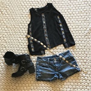 Black blouse with embroidery detail